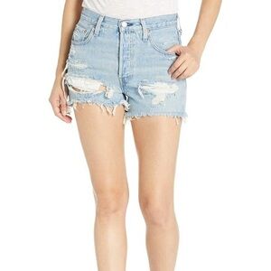 Levi's 501 Premium Quality High Rise Capital E High-Rise Distressed Denim Shorts